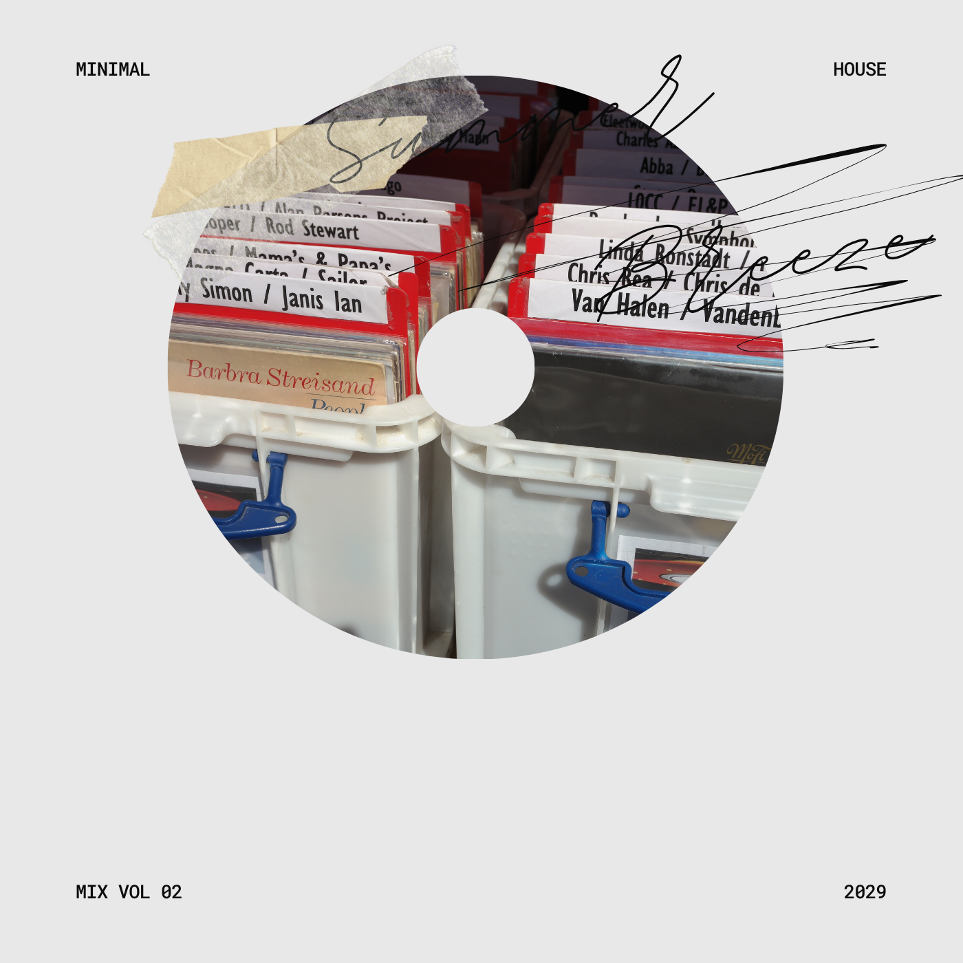 Vinyl LP’s in een doos op de Vinly Platenbeurs.